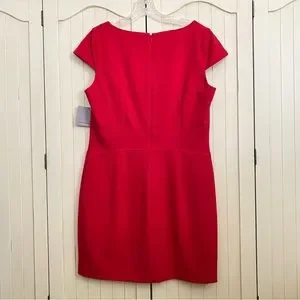 Andrew Marc Dresses | Andrew Marc Red Sheath Dress Form Fitting Cap Sleeves Square Neck Size 14p Nwt | Color: Red | Size: 14p | Sam0445's Closet